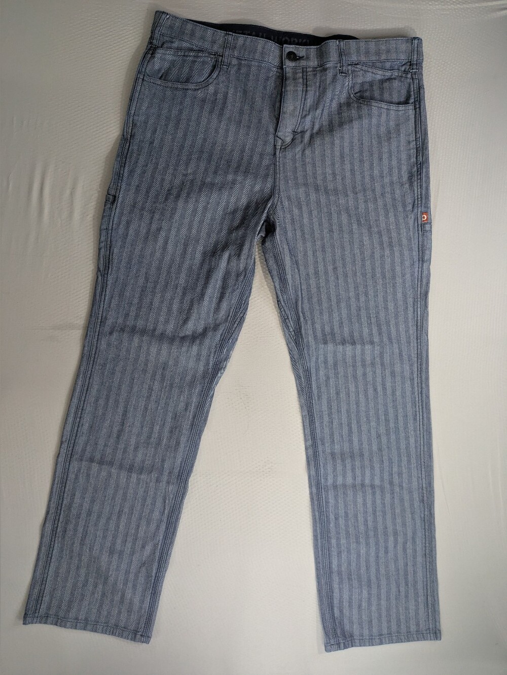 Dovetail Workwear Shop Pants Stretch Canvas 18/32 Womens Blue Stripe Utility